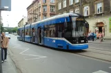 Kraków tram line 8 with low-floor articulated tram 2028 on Plac Wolnica (2008)