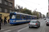 Kraków tram line 9 with articulated tram 3047 at Filharmonia (2011)