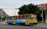 Kramatorsk tram line 3 with railcar 0056 in the intersection Dnipropetrovska Street/Ordzhonikidze Street (2012)