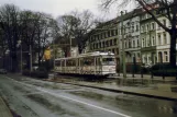 Krefeld tram line 044 with articulated tram 812 on Ostwall (1988)