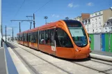 Le Mans tram line T1 with low-floor articulated tram 1023 "Cénomane" at Gares (2010)