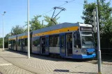 Leipzig tram line 12 with low-floor articulated tram 1138 (Richard Wagner) at Gohlis-Nord (2015)