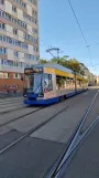 Leipzig tram line 34 with low-floor articulated tram 1128 at Hauptbahnhof Westseite (2024)