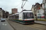 Lille tram line R with low-floor articulated tram 21 at Alfred Mongy (2008)