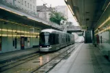 Linz tram line 2 with low-floor articulated tram 001 at Herz-Jesu-Kirche (2004)