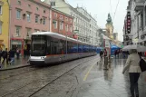 Linz tram line 2 with low-floor articulated tram 074 at Taubenmarkt (2012)