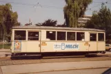 Linz tram line 3 with sidecar 117 at Hauptbahnhof (1982)