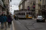 Lisbon tram line 12E with railcar 563 in the intersection Rua da Prata/Rua da Conceição (2013)