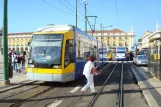 Lisbon tram line 15E with low-floor articulated tram 505 at Praça do Cormércio (2008)
