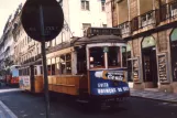 Lisbon tram line 17 with railcar 542 on Rua dos Fanqueiros (1985)