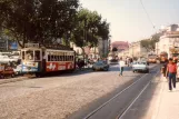 Lisbon tram line 3 with railcar 323 on L. Martin Mouiz (1985)