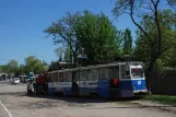 Luhansk tram line 1 with railcar 167 at Fabryka Lokomotyw Railcar 167 is derailed (2011)