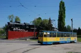 Luhansk tram line 3 with railcar 151 at Fabryka Lokomotyw seen from the side (2011)