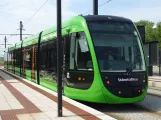 Lund tram line 1 with low-floor articulated tram 02 (Åsa-Hanna) at MAX IV 02C1 (2022)