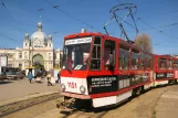 Lviv extra line 1 with articulated tram 1151 at Dworzec Zaliznychnyi vokzal (2011)