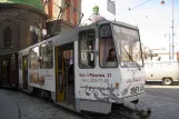 Lviv tram line 2 with articulated tram 1061 on Vul. Pidvalna (2011)