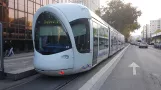 Lyon tram line T1 with low-floor articulated tram 24 at Part-Dieu - Auditorium (2018)