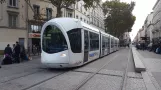 Lyon tram line T1 with low-floor articulated tram 29 at Guillotière Gabriel Péri (2018)