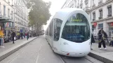 Lyon tram line T1 with low-floor articulated tram 34 at Guillotière Gabriel Péri (2018)