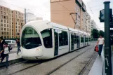 Lyon tram line T3 with low-floor articulated tram 57 at Gare Part-Dieu Villette (2007)