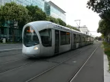 Lyon tram line T3 with low-floor articulated tram 81 at Gare Part-Dieu Villette (2014)