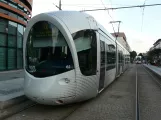 Lyon tram line T4 with low-floor articulated tram 62 at Gare Part-Dieu Villette (2014)
