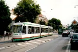 Magdeburg tram line 1 with low-floor articulated tram 1371 at Ambrosiusplatz (2003)