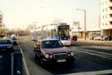 Mainz low-floor articulated tram 209 close by Bismarckplatz (2001)