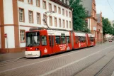 Mainz tram line 51 with low-floor articulated tram 210 at Schillerplatz (1998)