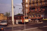 Mainz tram line 52 with articulated tram 235 on Bahnhofplatz (1990)