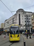 Manchester articulated tram 3102 outside Debenhams (2022)