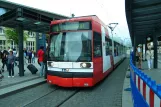 Mannheim tram line 1 with low-floor articulated tram 205 at MA Hauptbahnhof (2009)