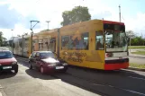 Mannheim tram line 1 with low-floor articulated tram 214 near Krappmühlstr. (2009)