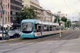 Mannheim tram line 1 with low-floor articulated tram 702 on Kaiserring (2003)