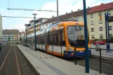 Mannheim tram line 3 with low-floor articulated tram 5716 at Sandhofen (2014)