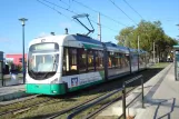 Mannheim tram line 6 with low-floor articulated tram 220 at Neuostheim (2009)