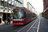 Mannheim tram line 7 with low-floor articulated tram 634 at Ludwigsstraße (2009)