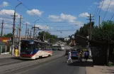 Mariupol tram line 10 with railcar 305 on Mamina Sybiryaka Street (2012)