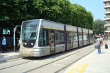 Messina tram line 28 with low-floor articulated tram 02T near Repubblica Piazza della Repubblica (2009)