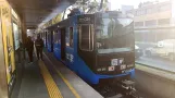 Mexico City tram line Tren Ligero (TL) with articulated tram 034 at Xotepingo (2021)