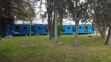 Mexico City tram line Tren Ligero (TL) with articulated tram 040 at Tasqueña (2021)