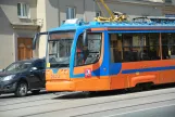 Moscow tram line 37 with railcar 2623 on Kalanchevskaya Ulitsa (2018)
