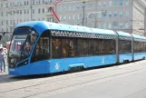 Moscow tram line 7 with low-floor articulated tram 31008 on Kalanchevskaya Ulitsa (2018)