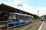 Most tram line 2 with railcar 275 at Most, nádraží (2011)