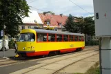 Most tram line 4 with railcar 205 at Litvínov, Citadela (2011)