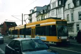 Mülheim tram line 102 with low-floor articulated tram 202 at Broicher Mitte (2004)