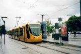 Mulhouse tram line Tram 1 with low-floor articulated tram 2018 at Gare Centrale (2007)