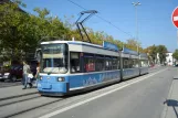 Munich tram line 16 with low-floor articulated tram 2129 at Romanplatz (2007)