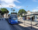 Munich tram line 16 with low-floor articulated tram 2201 at Karlsplatz (Stachus) (2020)