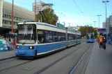 Munich tram line 17 with low-floor articulated tram 2142 at Hauptbahnhof (2012)